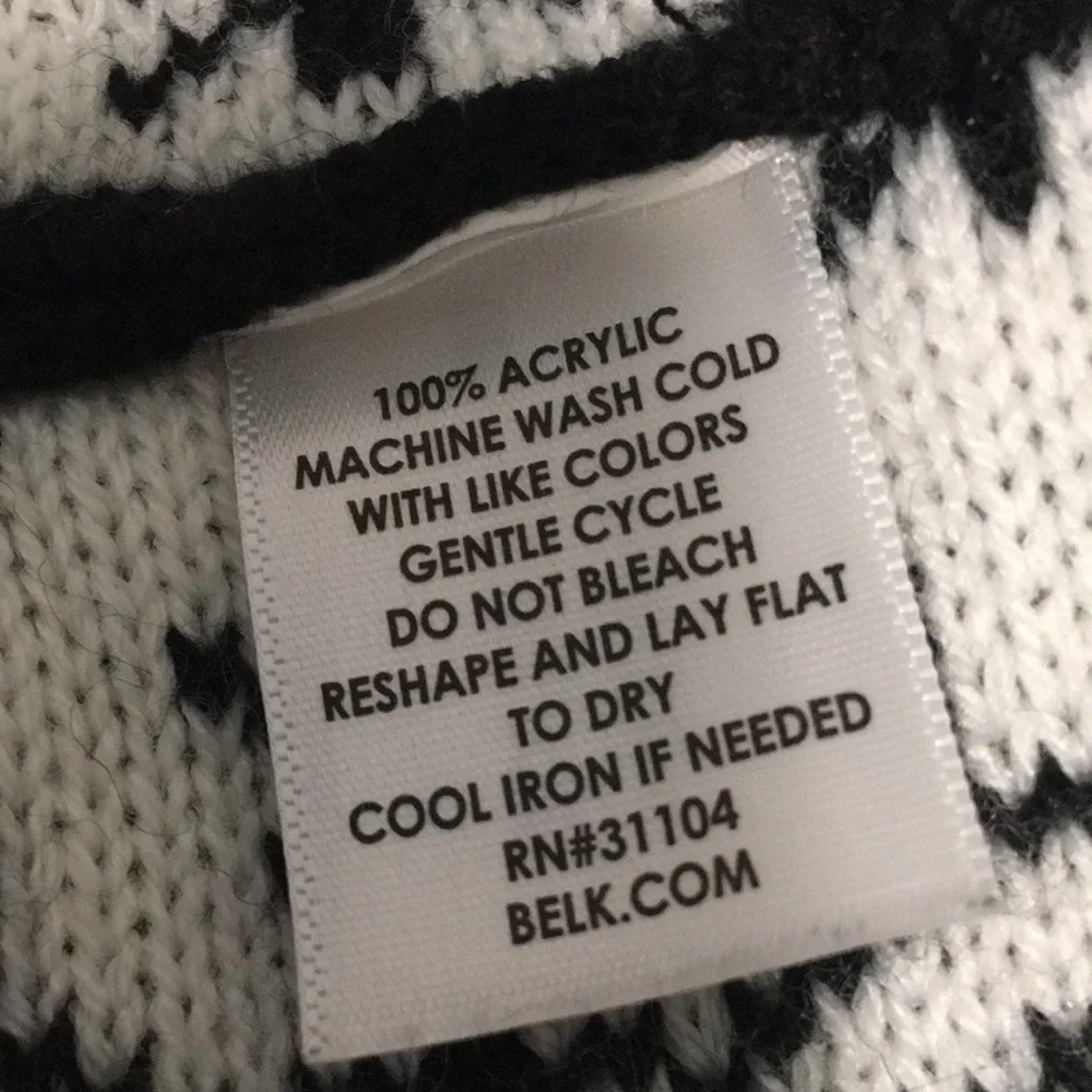 Black and white infinity scarf with snowflakes